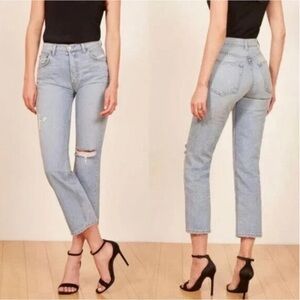Reformation Danny Mid Relaxed Jean Light Blue Women’s Denim Button Fly size 26